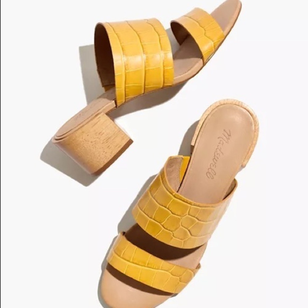 Madewell The Kiera Mule Sandal in Croc Embossed Leather size 10